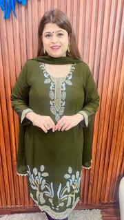 Round Neck White Cutdana Suit with Pant