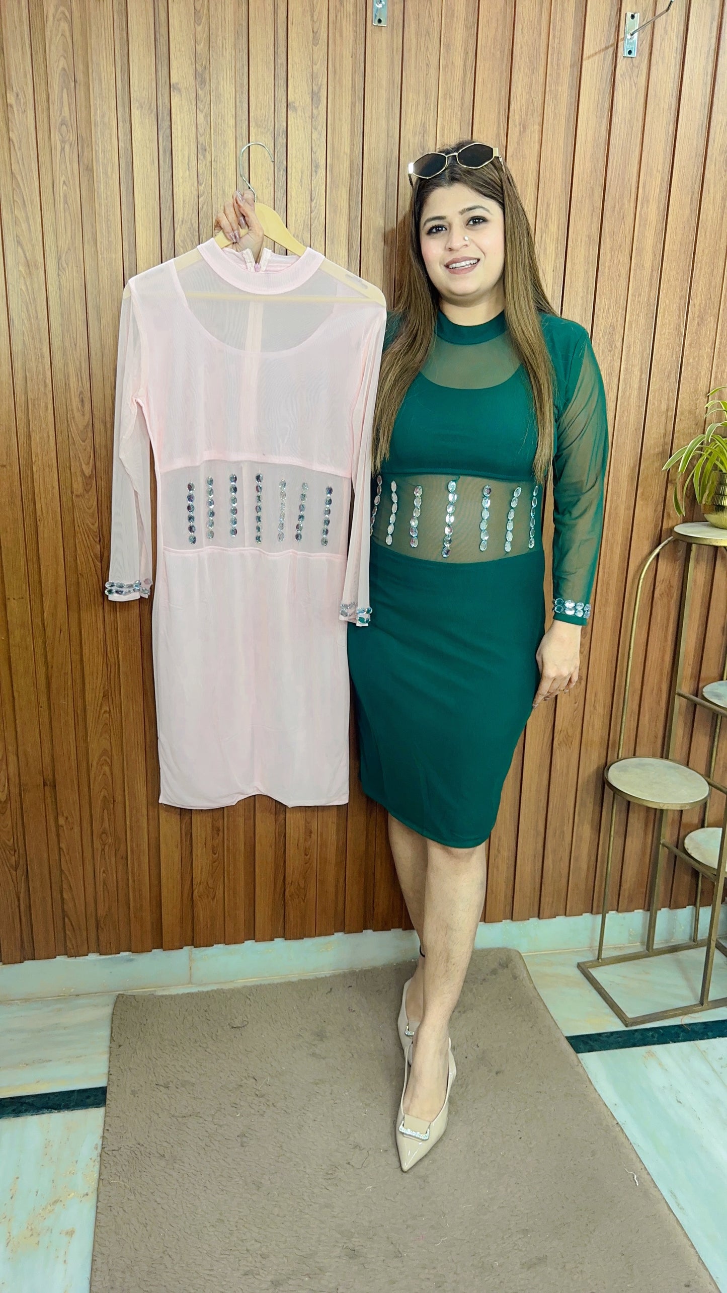 Classy Diamond Net Short Dress