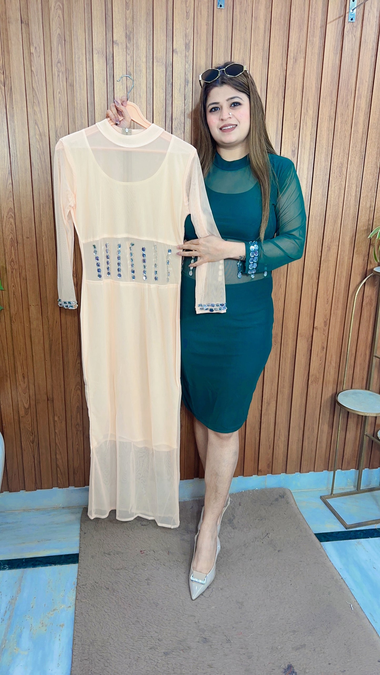 Classy Diamond Net Short Dress