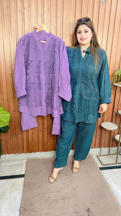 Crosia Lace Cotton Coord set