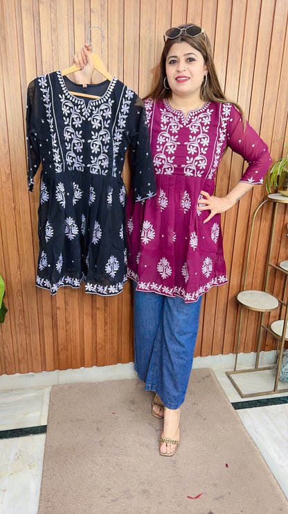 Embroidery Georgette Short Kurti