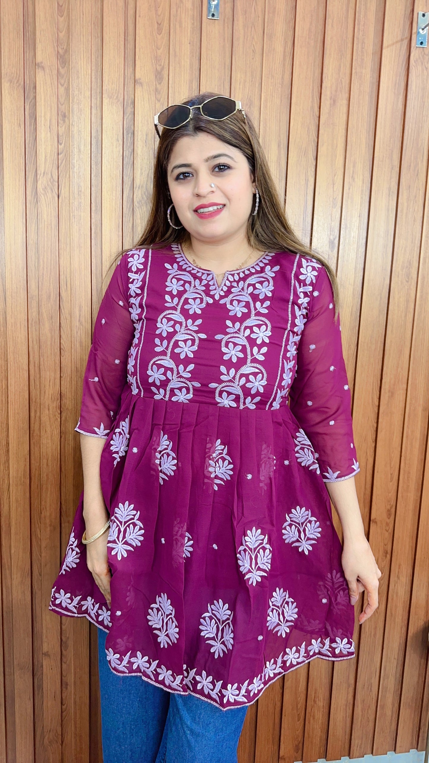 Embroidery Georgette Short Kurti