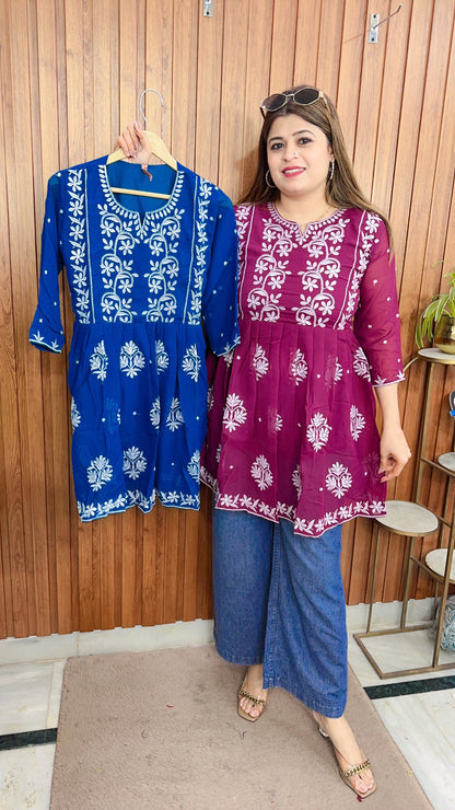Embroidery Georgette Short Kurti