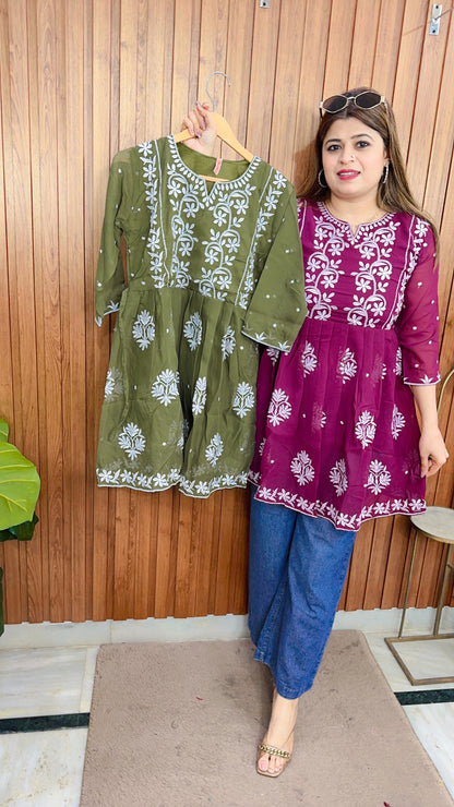 Embroidery Georgette Short Kurti