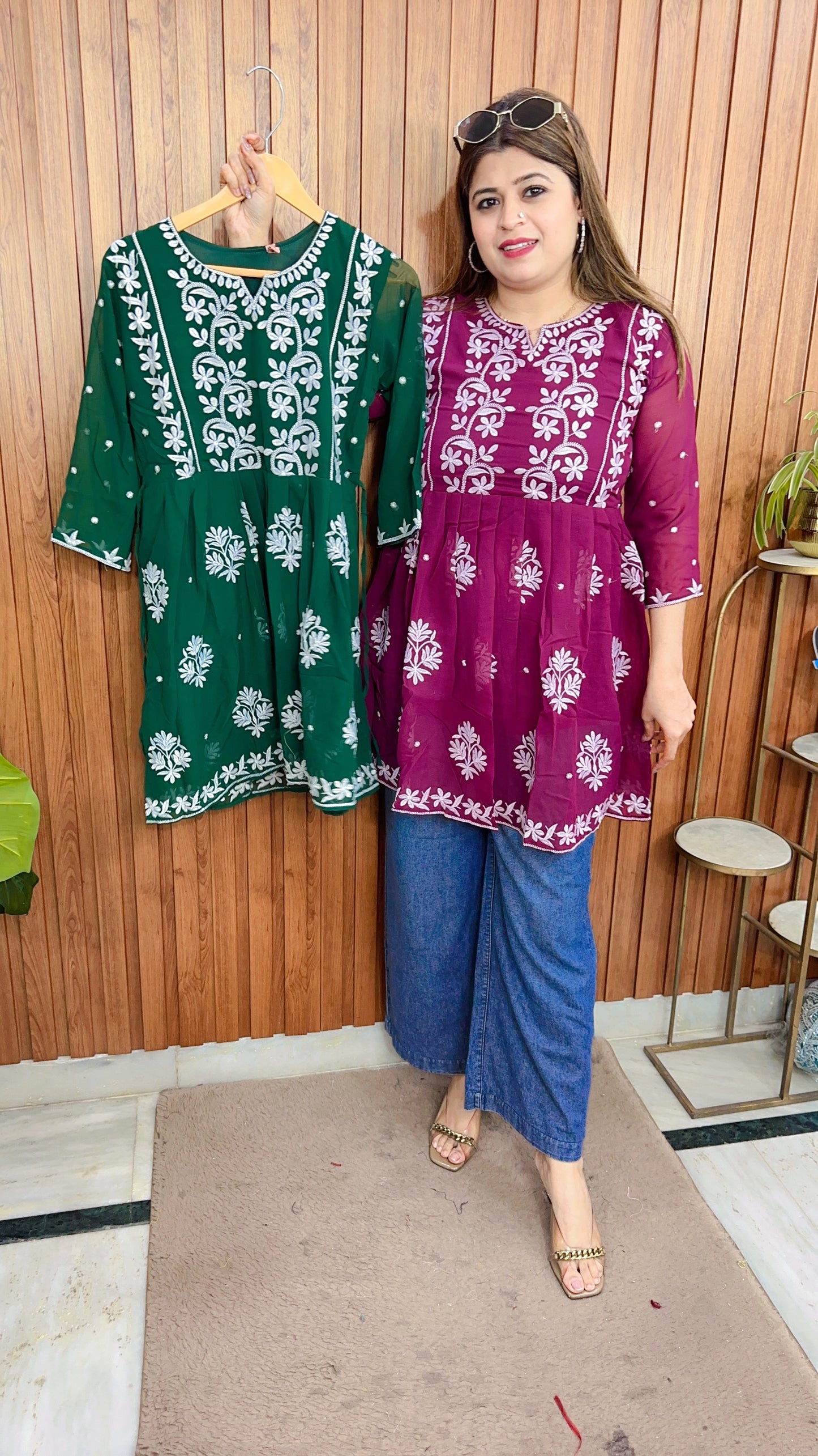 Embroidery Georgette Short Kurti