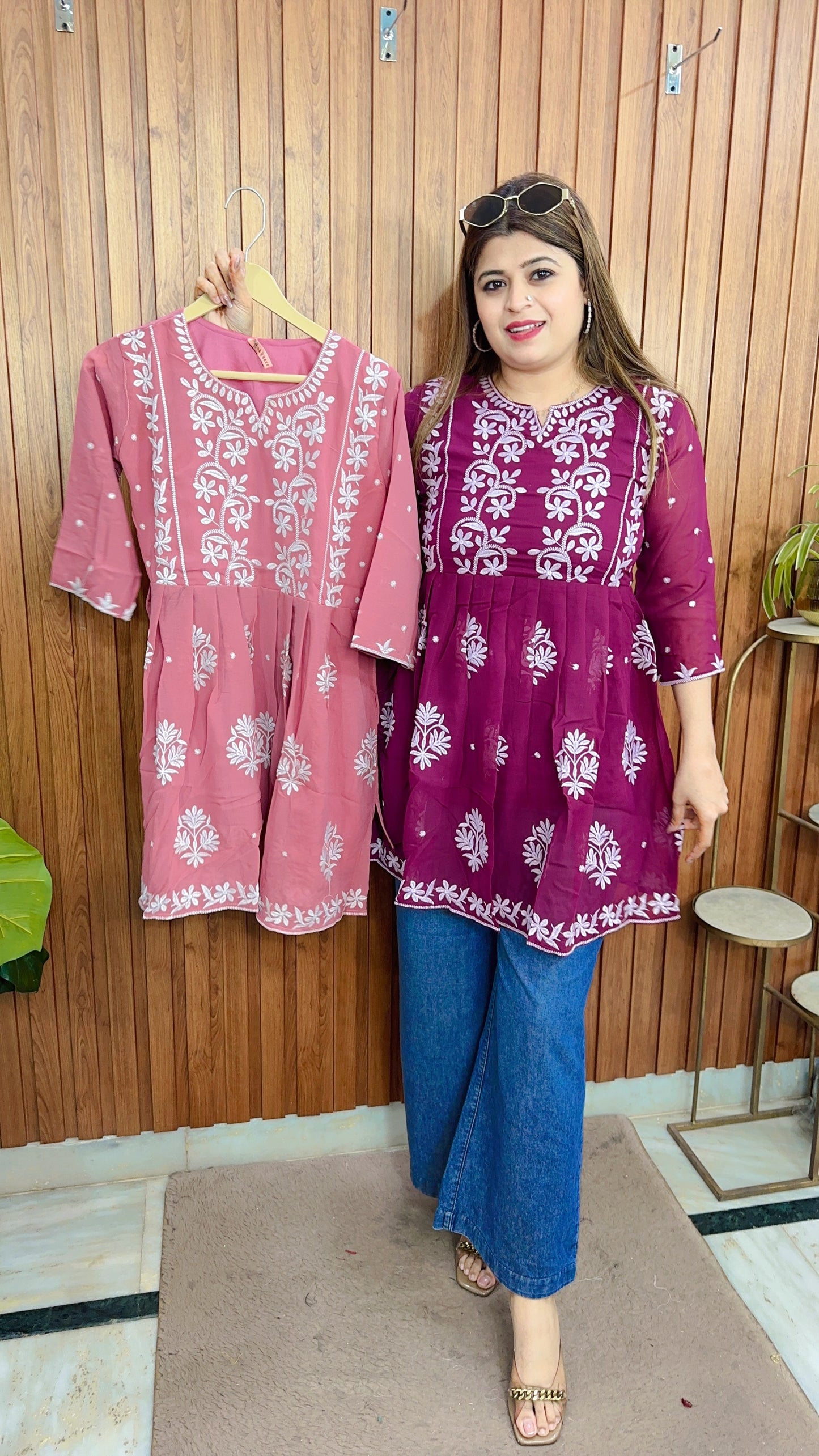 Embroidery Georgette Short Kurti