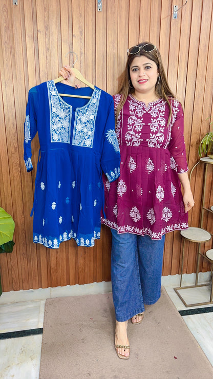 Embroidery Georgette Short Kurti