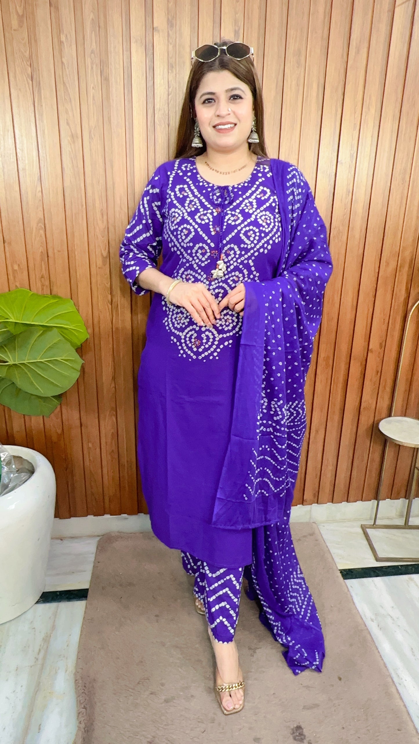 Vrinda Bandhej Cotton Suit Set