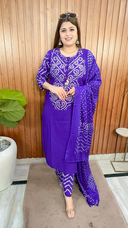 Vrinda Bandhej Cotton Suit Set