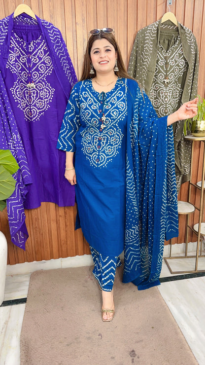 Vrinda Bandhej Cotton Suit Set