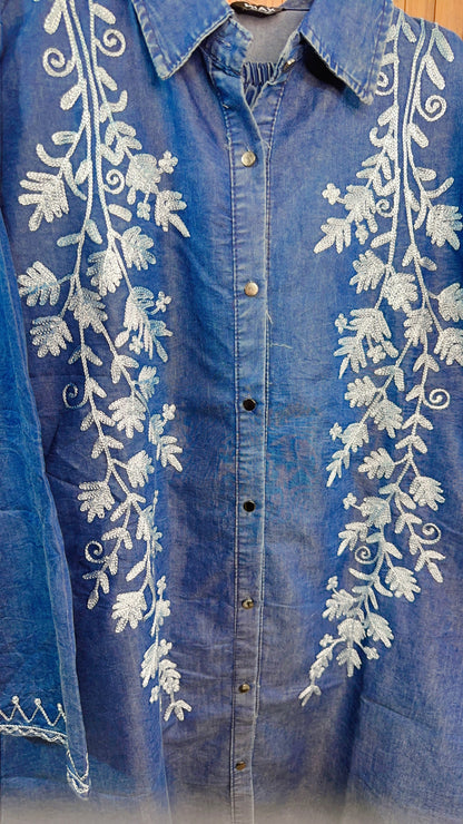 Embroidery Denim Coord Set