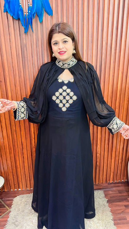 Party Wear Gown with Afghani sleeves