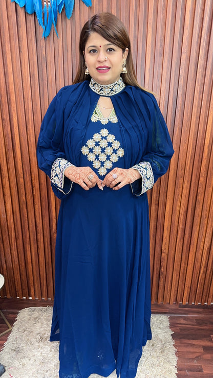 Party Wear Gown with Afghani sleeves