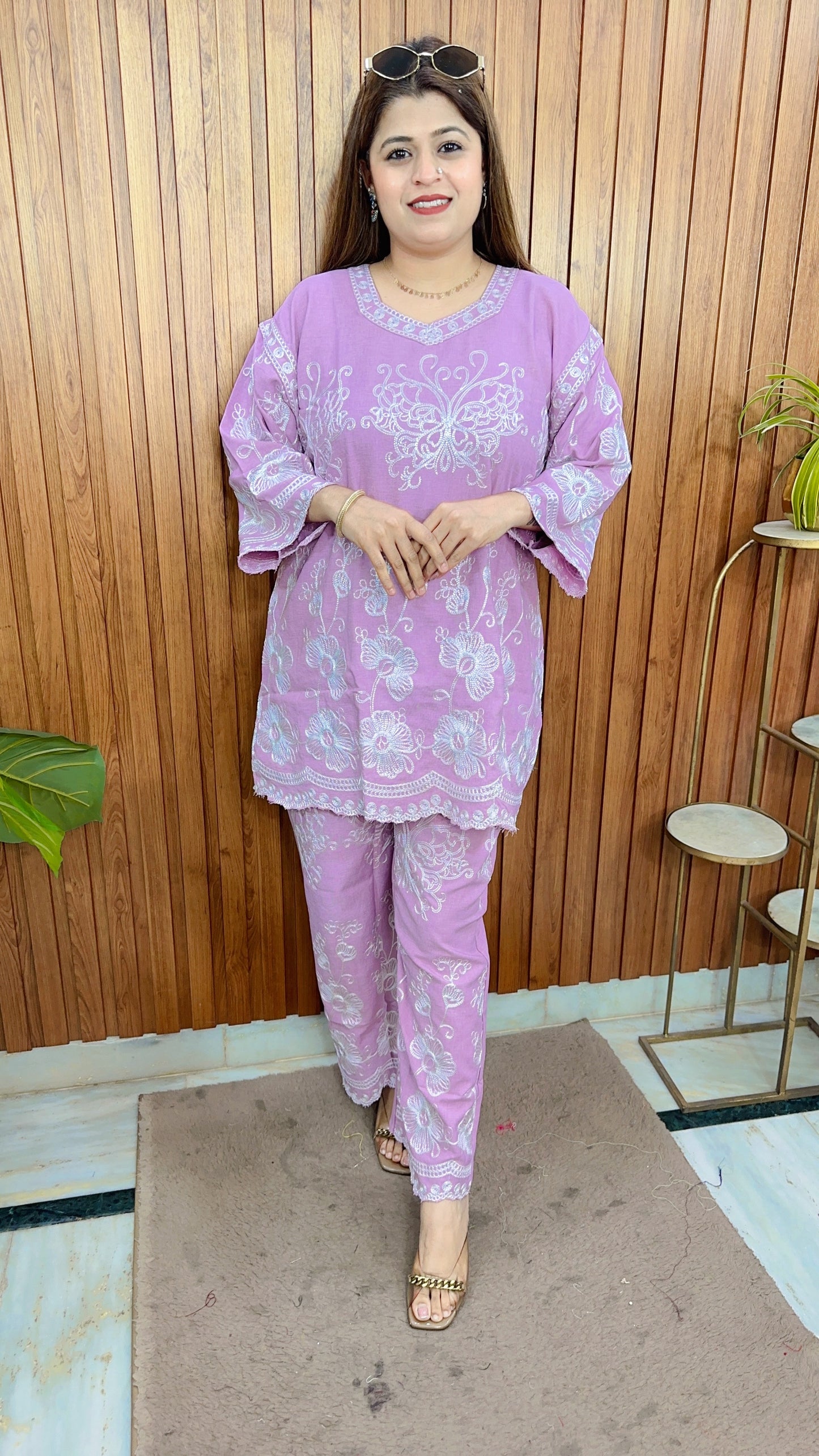 Embroidery Linen Cotton Coord Set