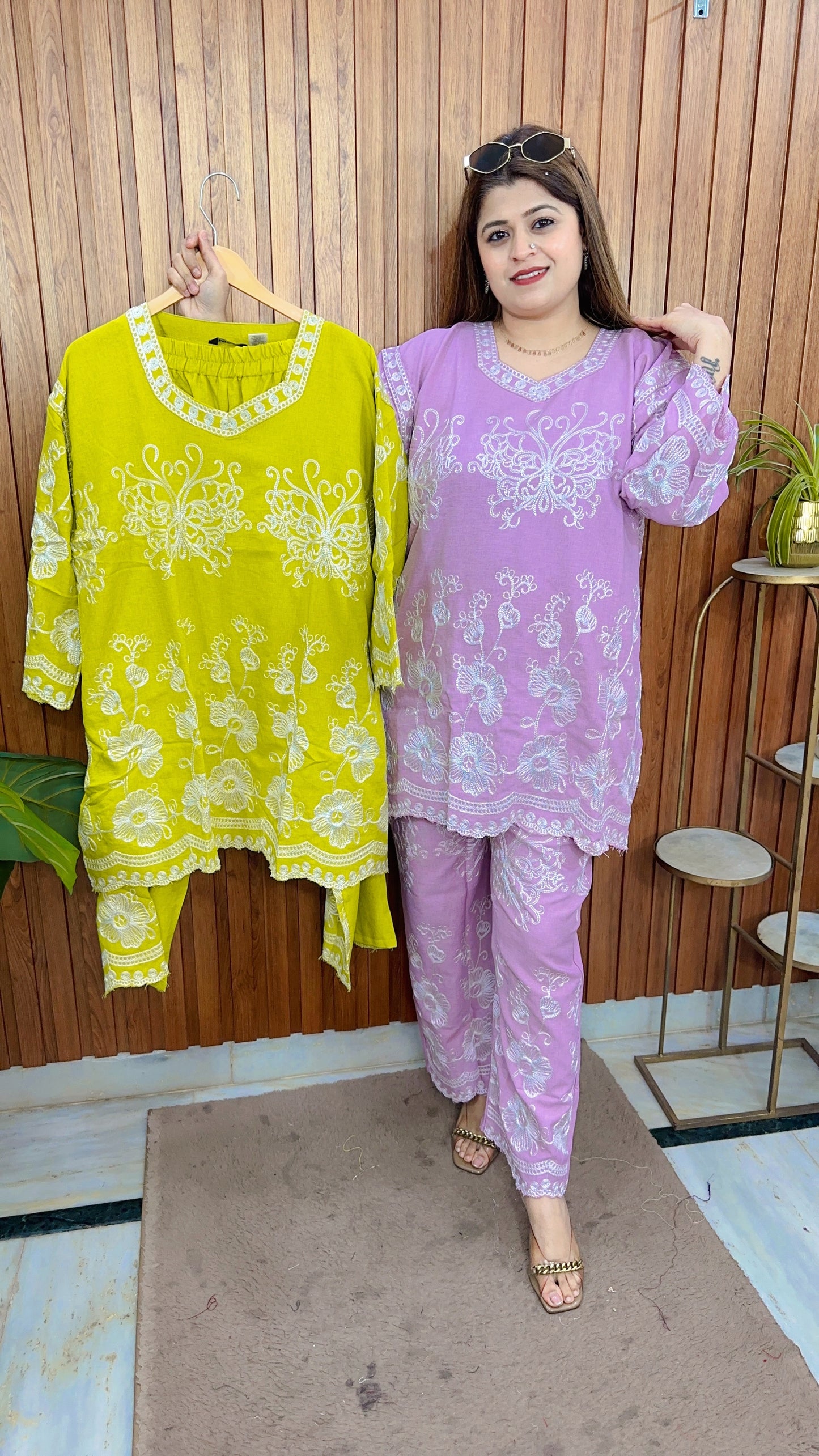 Embroidery Linen Cotton Coord Set