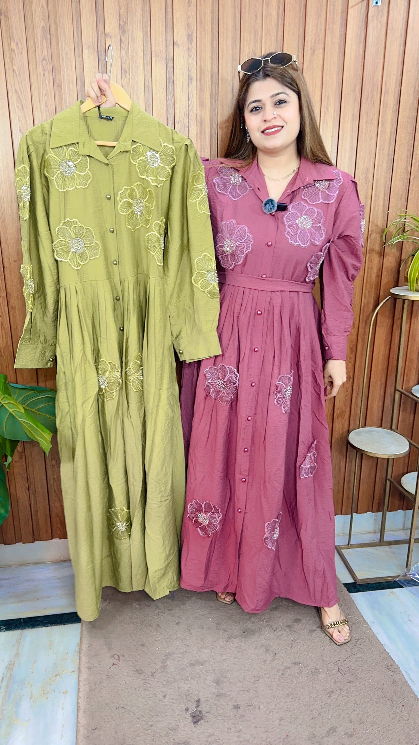 Applique Flower Cotton Maxi Dress