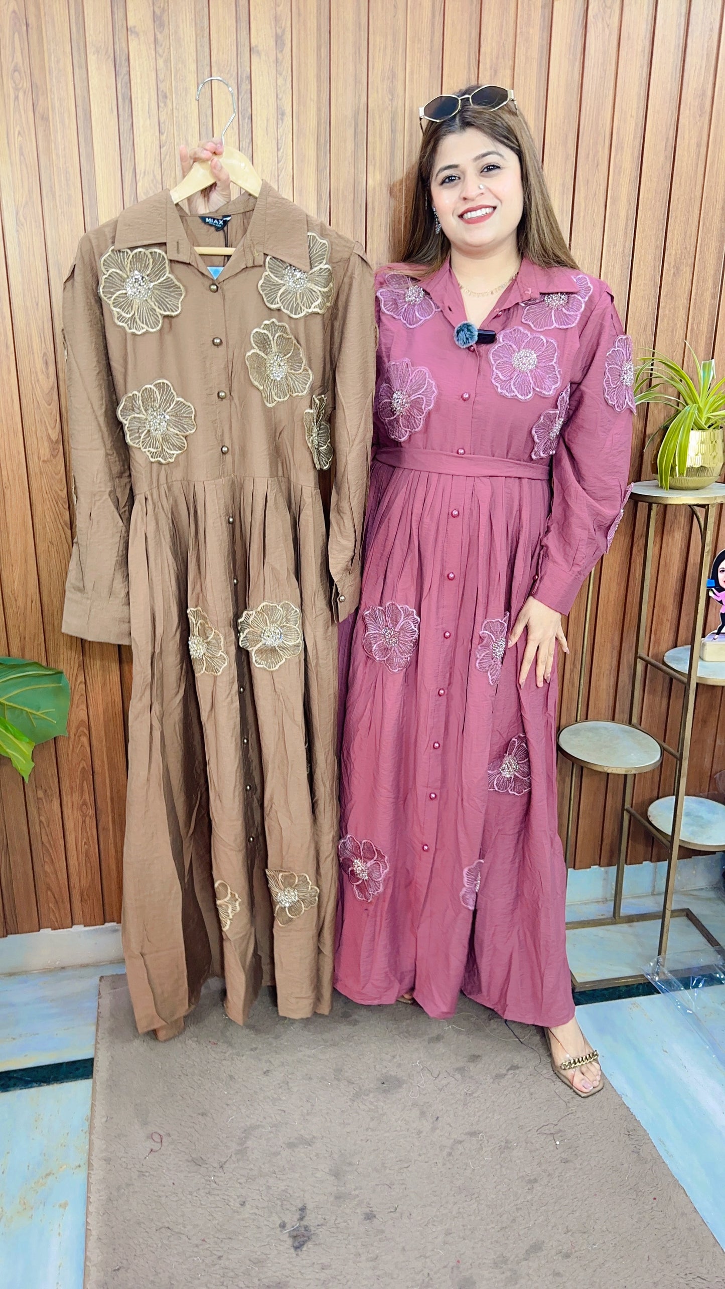 Applique Flower Cotton Maxi Dress