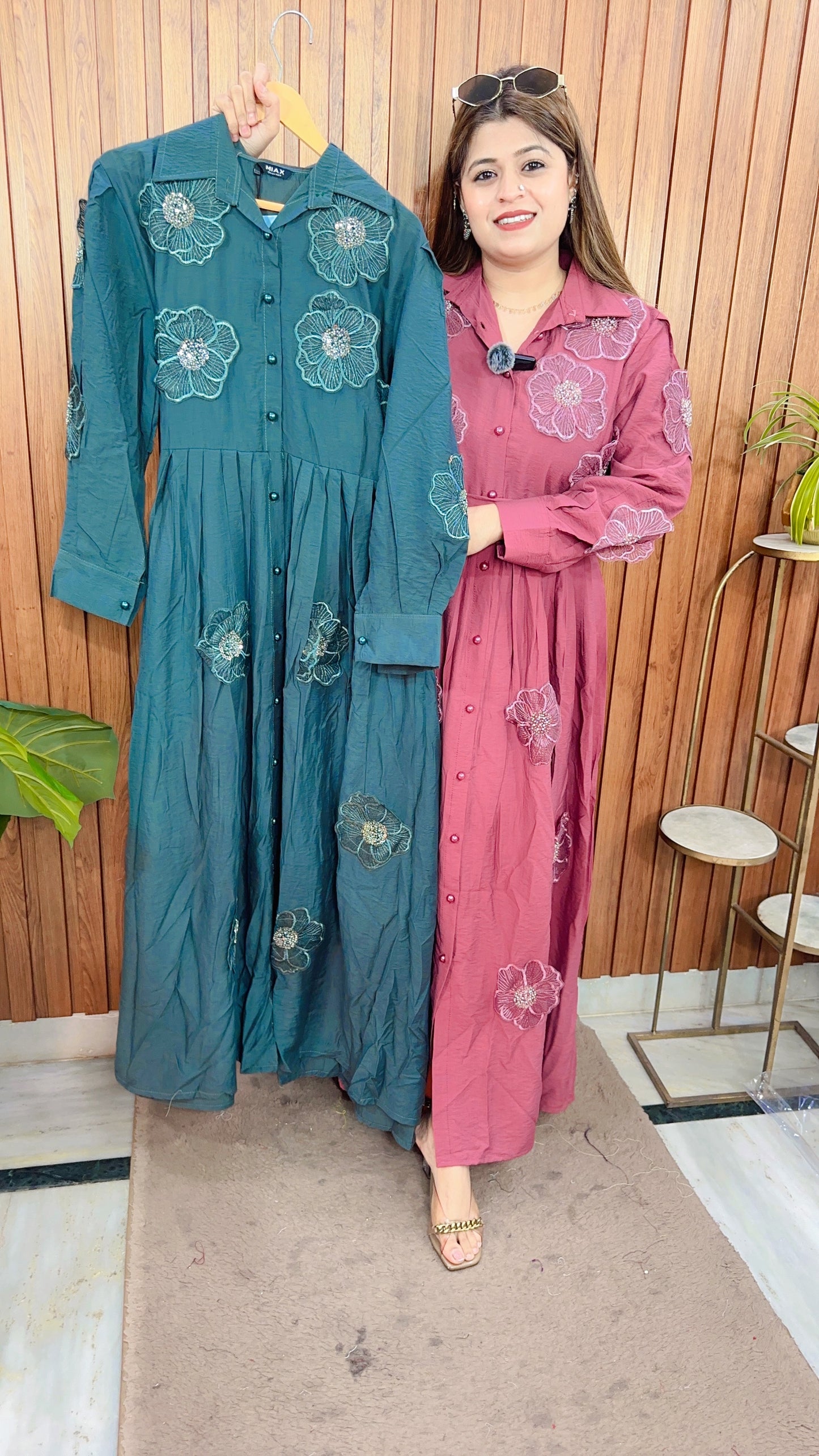 Applique Flower Cotton Maxi Dress