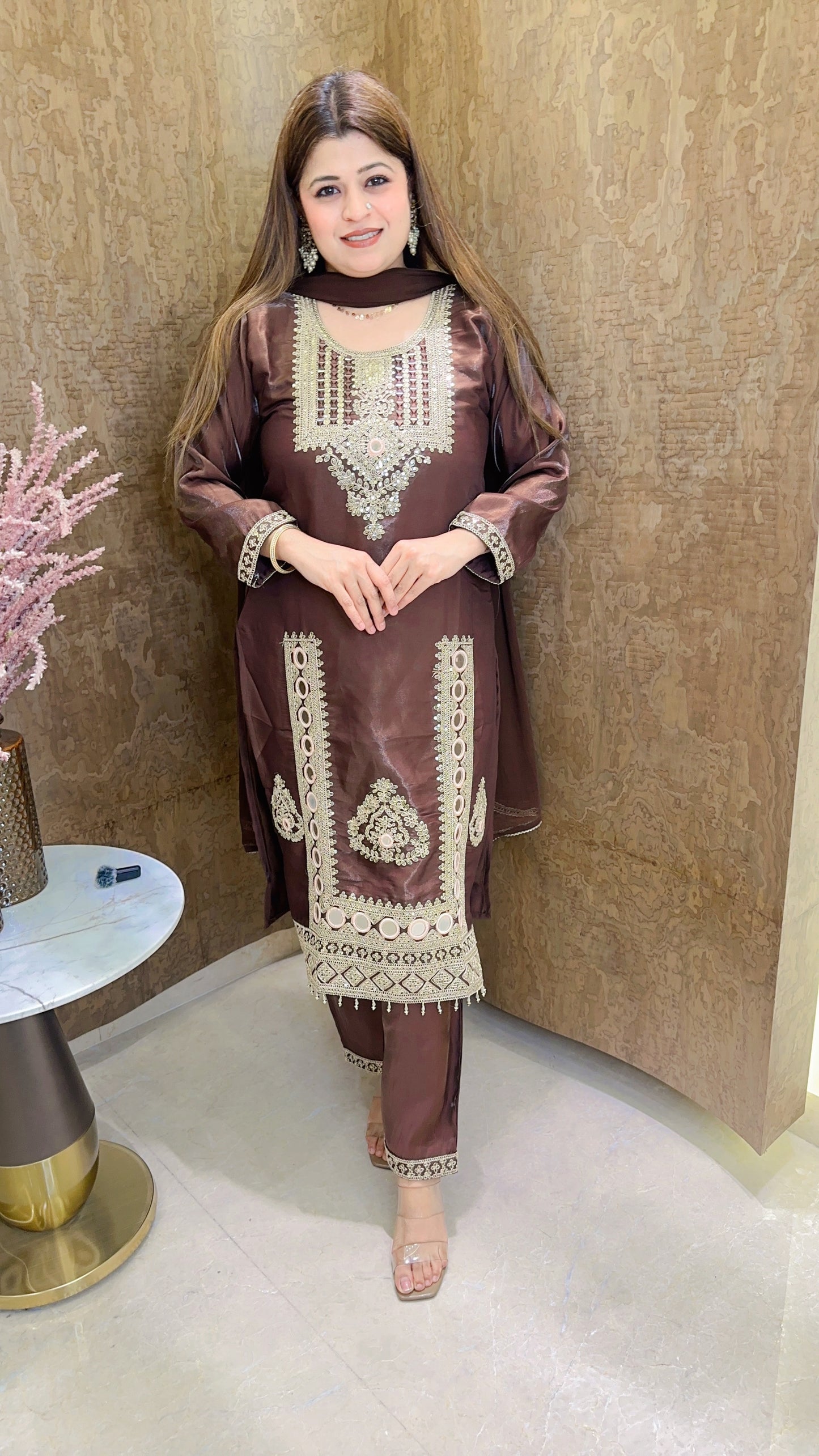 Suhani Cotton silk Partywear Handwork Suit