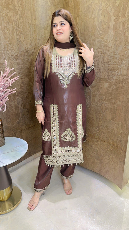 Suhani Cotton silk Partywear Handwork Suit