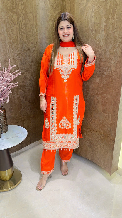 Suhani Cotton silk Partywear Handwork Suit