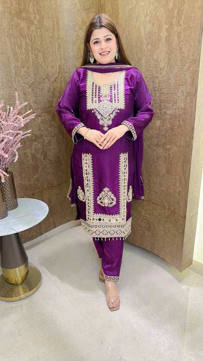 Suhani Cotton silk Partywear Handwork Suit