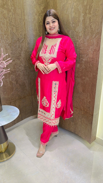 Suhani Cotton silk Partywear Handwork Suit