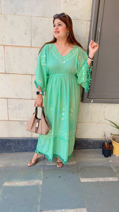 Foil Mirror Cotton Maxi Dress