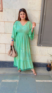 Foil Mirror Cotton Maxi Dress