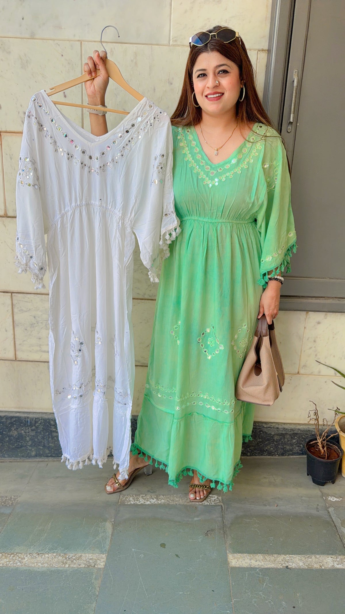 Foil Mirror Cotton Maxi Dress