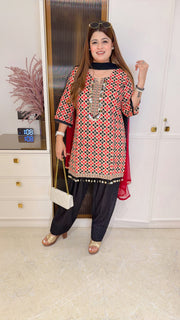 Navira Cotton Printed Farshi Three Piece Suit