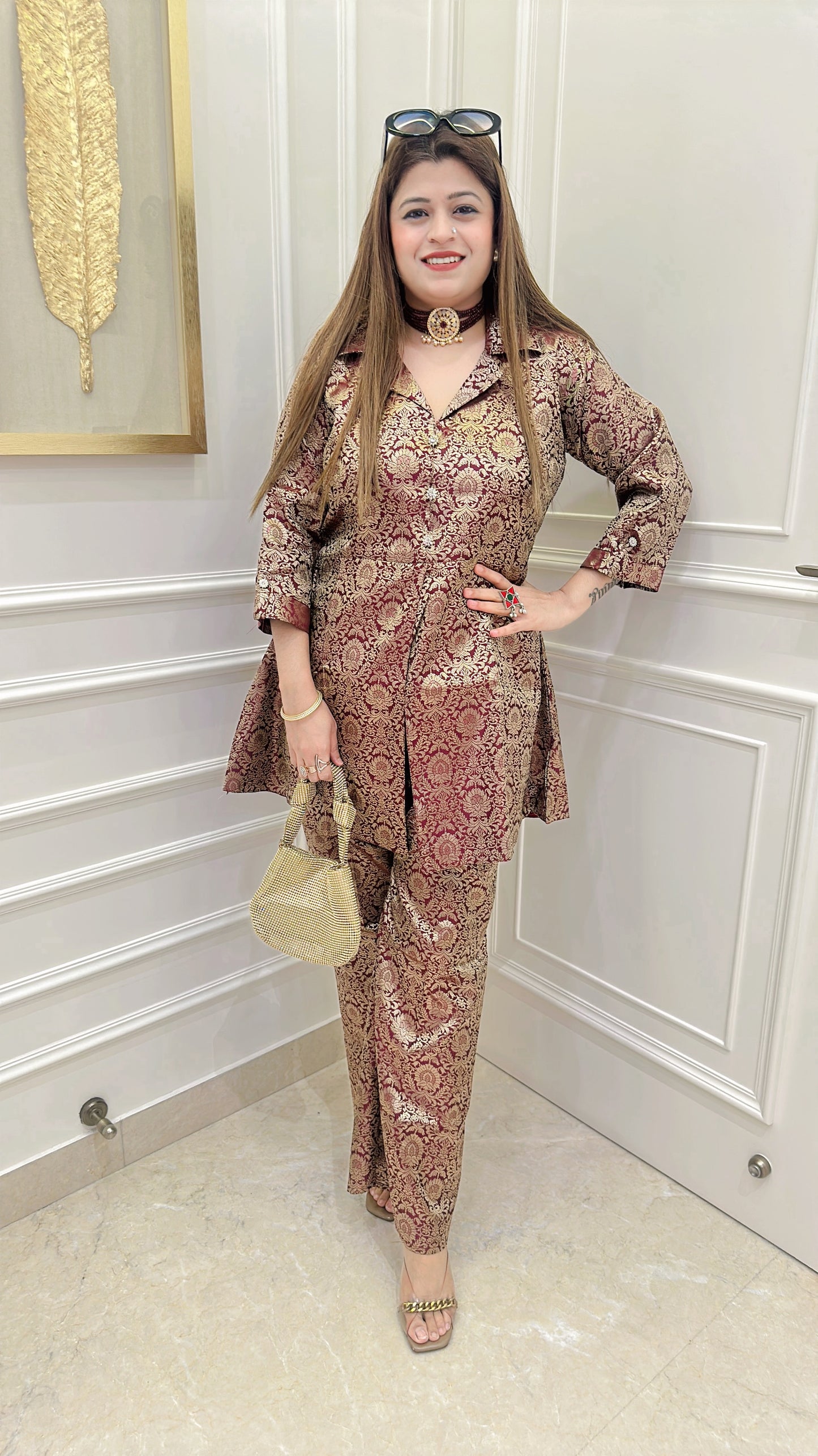 Brocade Peplum Coord set