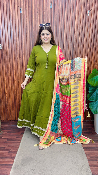 Teej special anarkali with digital dupatta