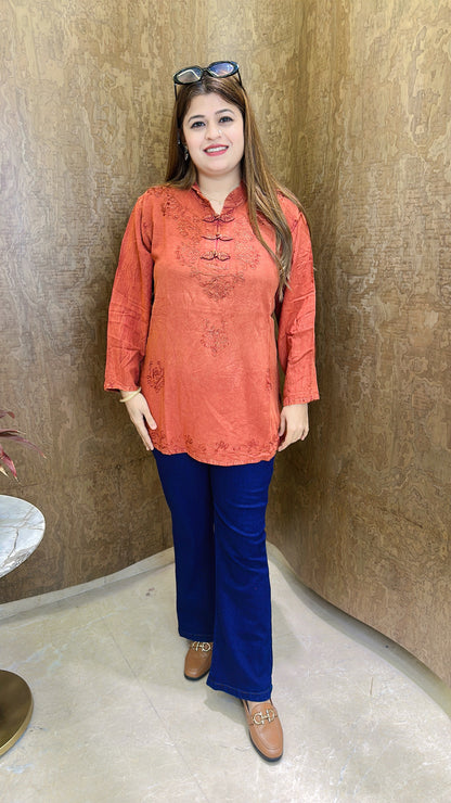 Lakhnavi Pure Cotton Short Kurti
