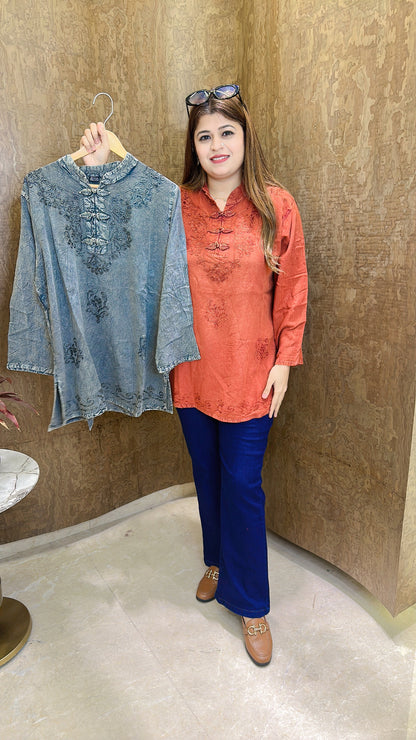 Lakhnavi Pure Cotton Short Kurti