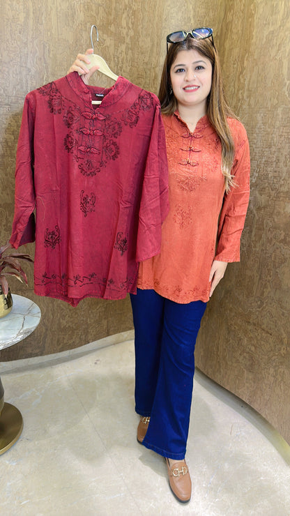 Lakhnavi Pure Cotton Short Kurti