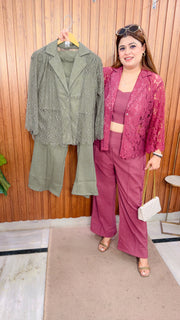 Power net premium Three Piece Coord Set