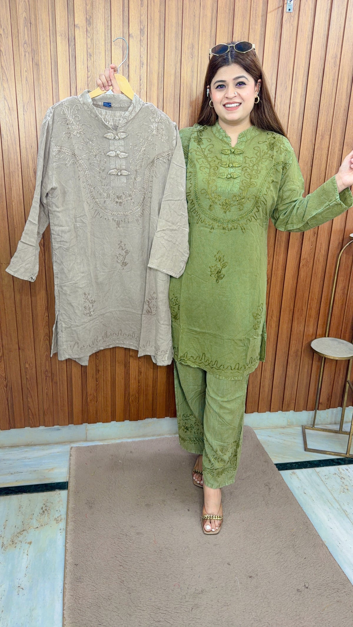 Mirchi Neck Marble Coord Set
