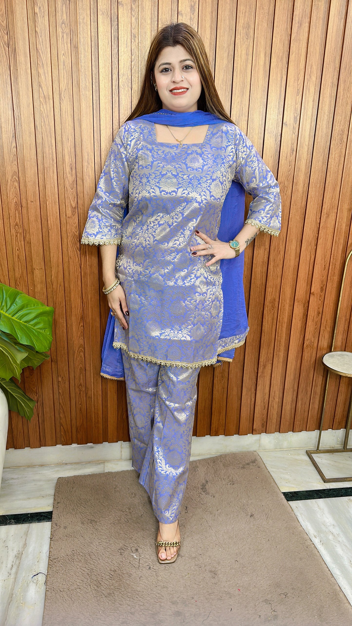 Gulnaar Grace Three Piece Brocade  suit set