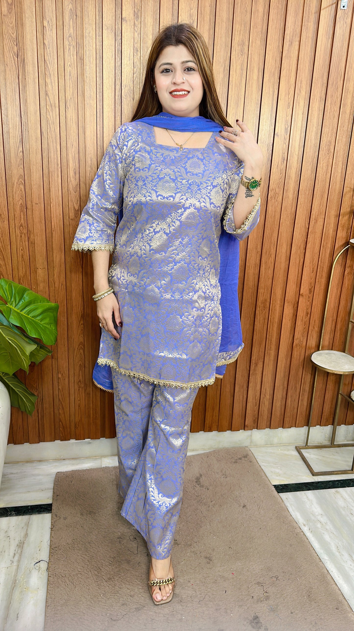 Gulnaar Grace Three Piece Brocade  suit set
