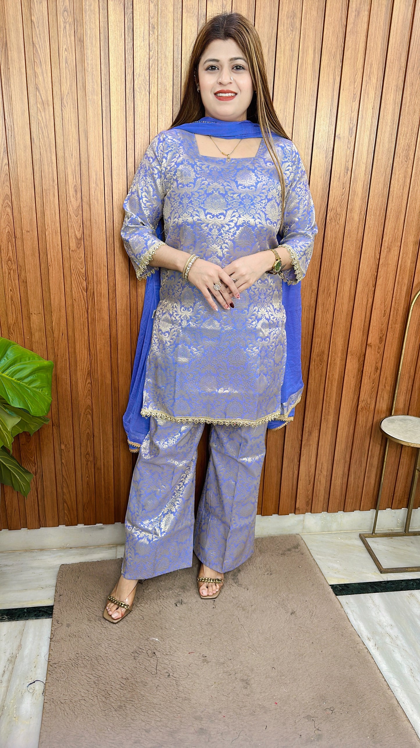 Gulnaar Grace Three Piece Brocade  suit set