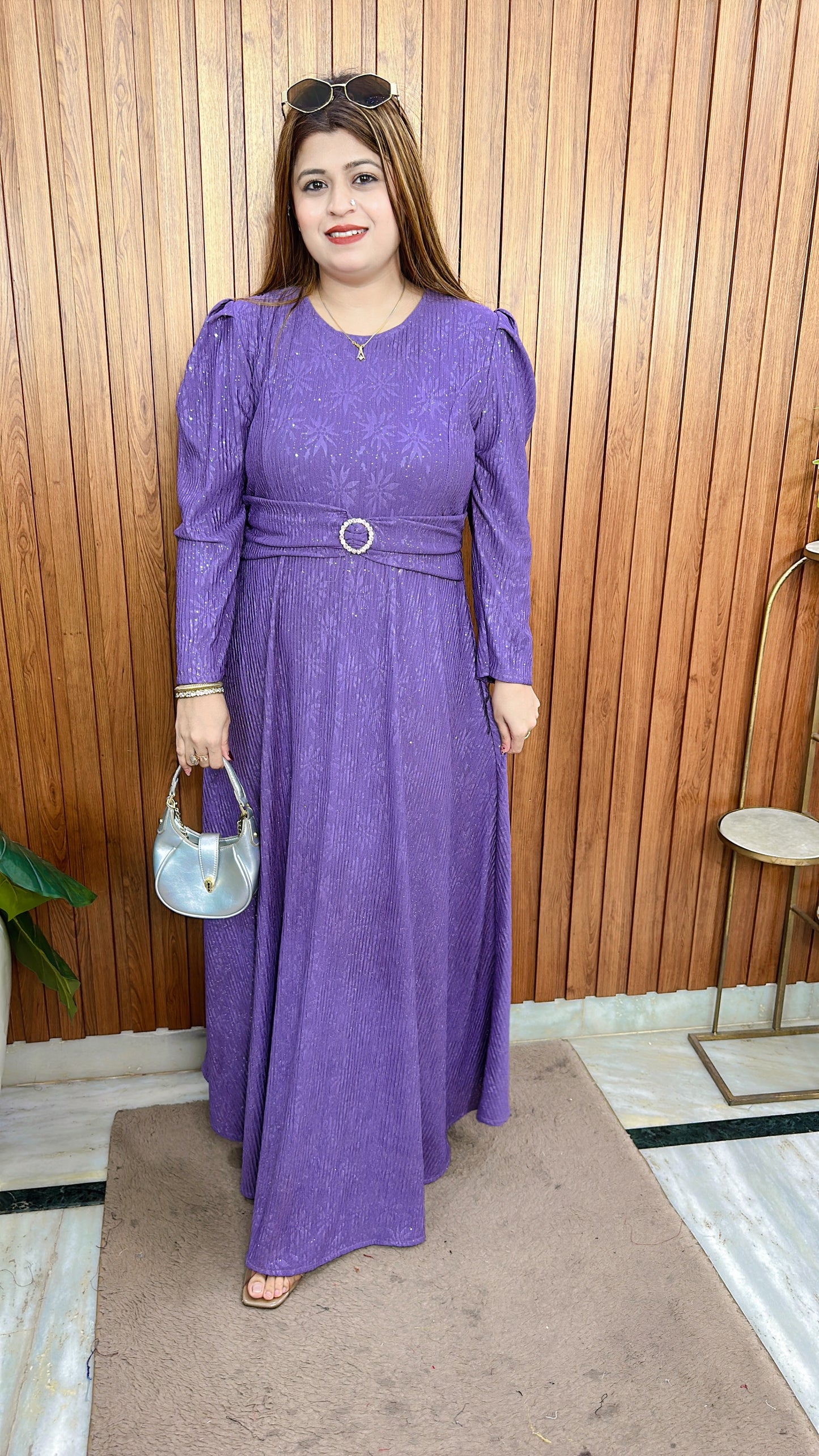 Aura Belted Puffy Lycra Dress