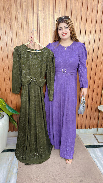 Aura Belted Puffy Lycra Dress