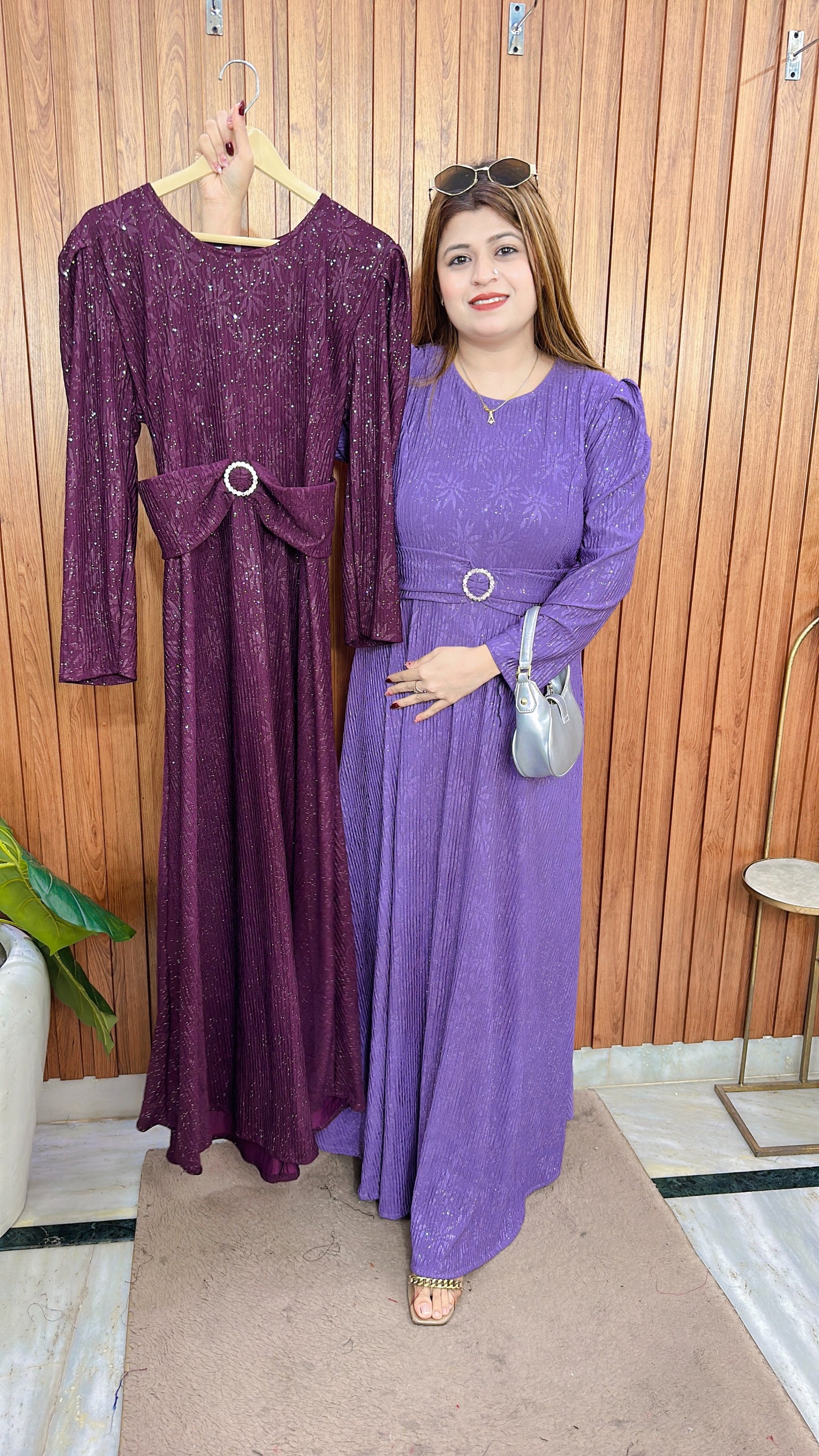 Aura Belted Puffy Lycra Dress