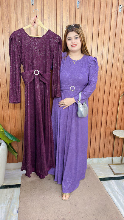 Aura Belted Puffy Lycra Dress