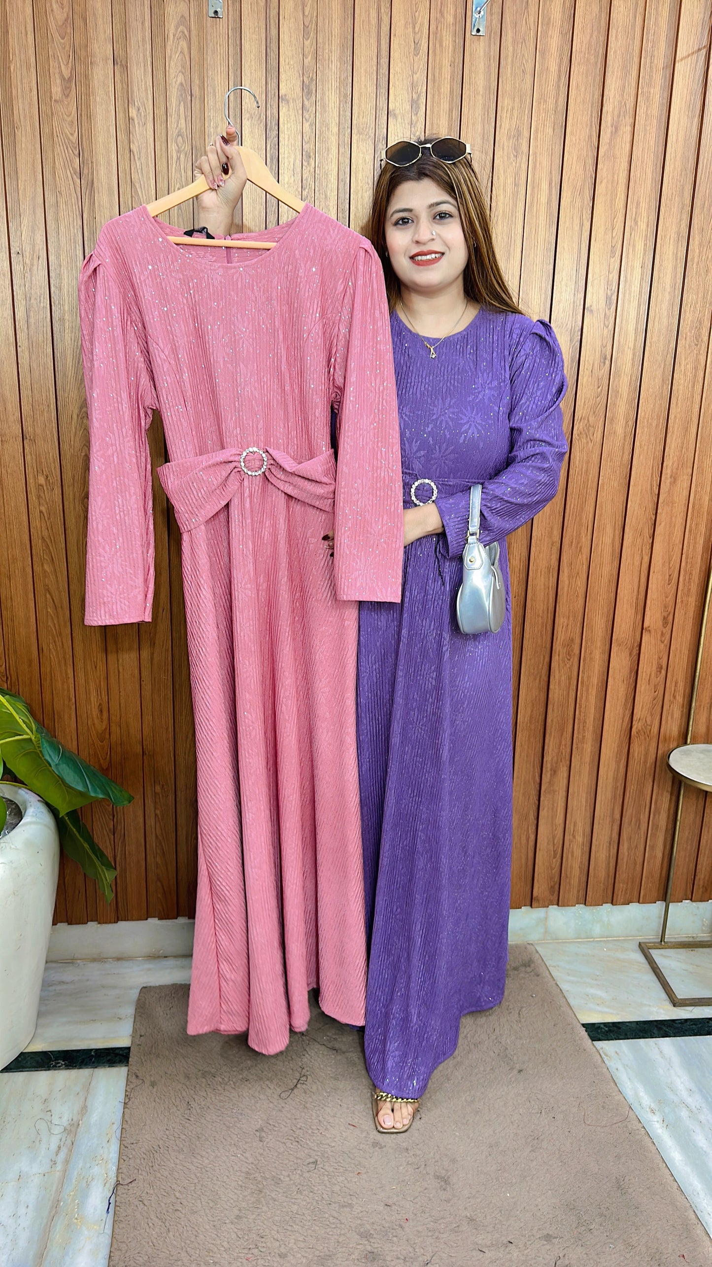 Aura Belted Puffy Lycra Dress