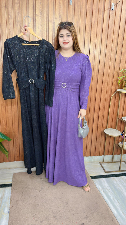 Aura Belted Puffy Lycra Dress