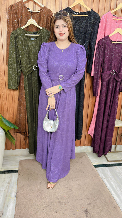 Aura Belted Puffy Lycra Dress