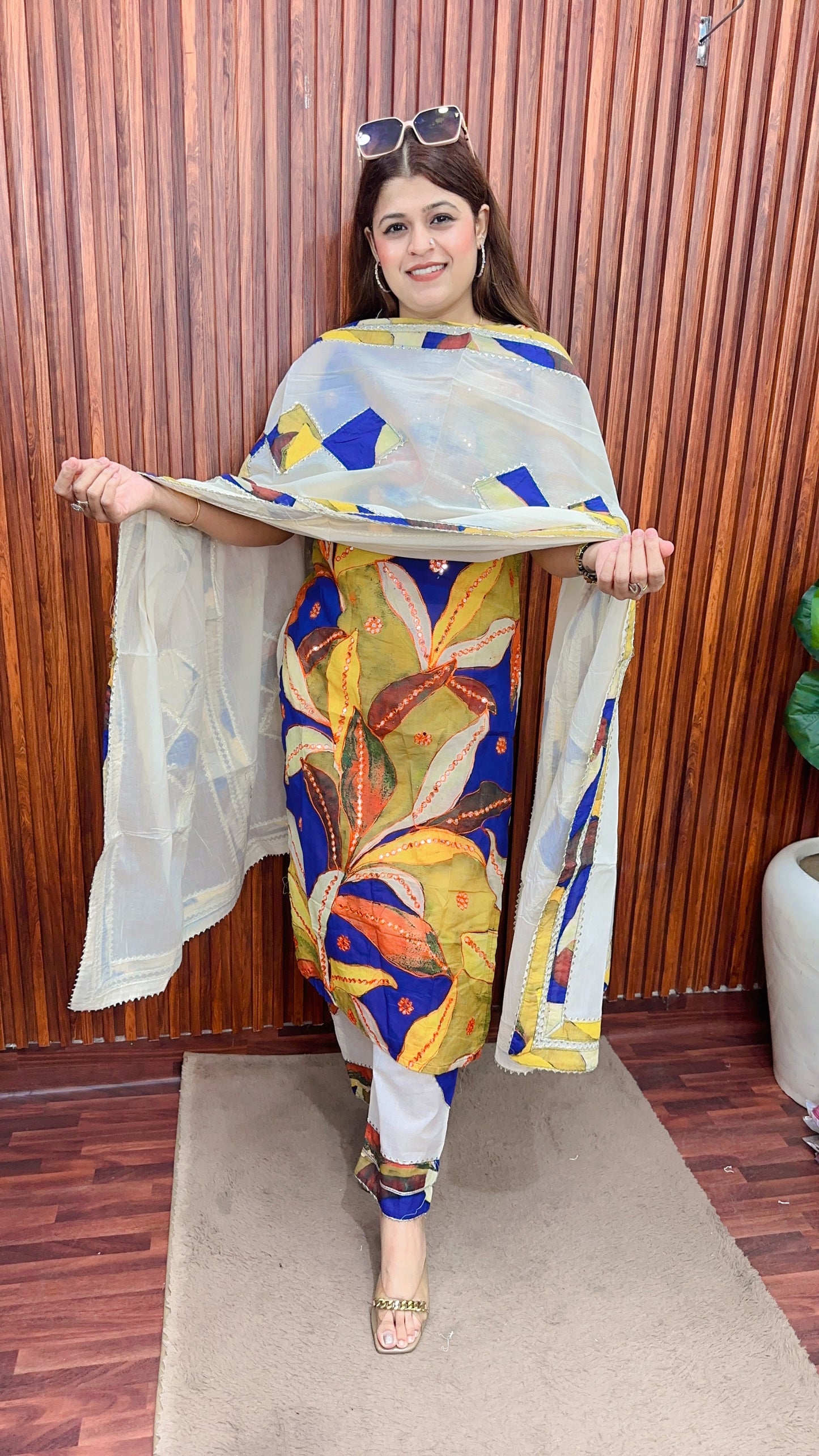 Designer Khadi cut sleeve Cotton Suit
