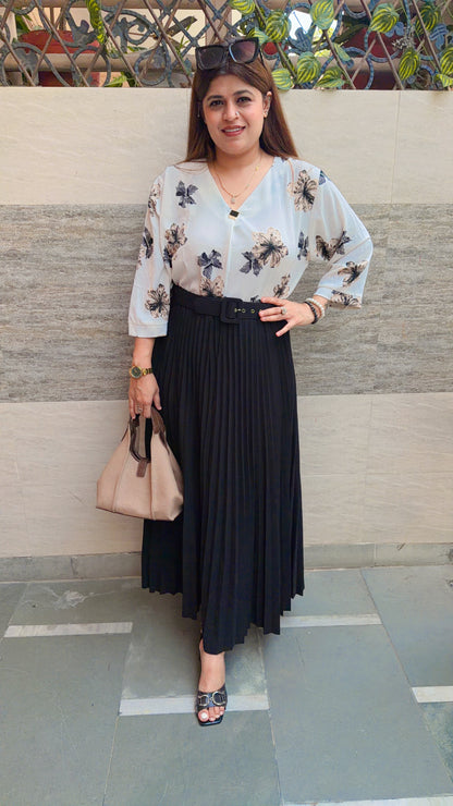 Imported Wrinkle Long Skirt